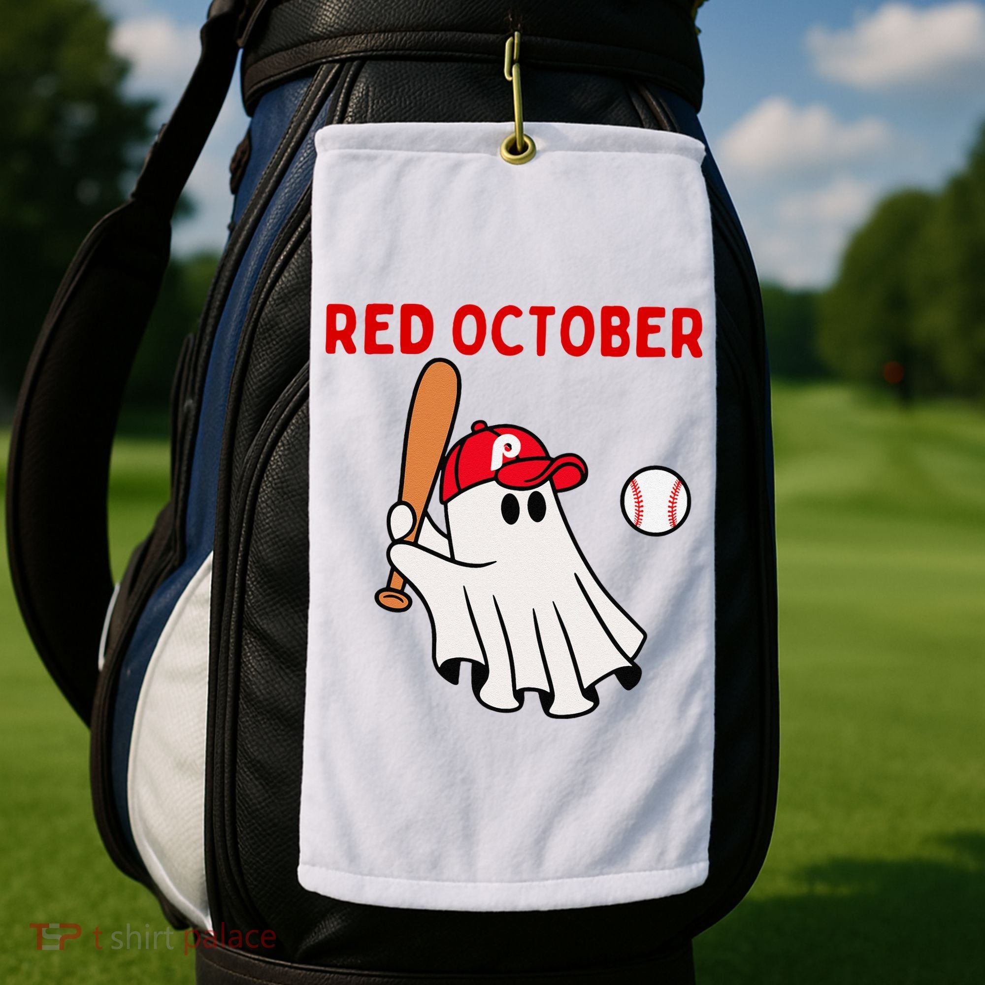 Red October Halloween Philadelphia Baseball Ghost Golf Towel