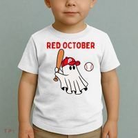 Red October Halloween Philadelphia Baseball Ghost Toddler T-Shirt thumb 2