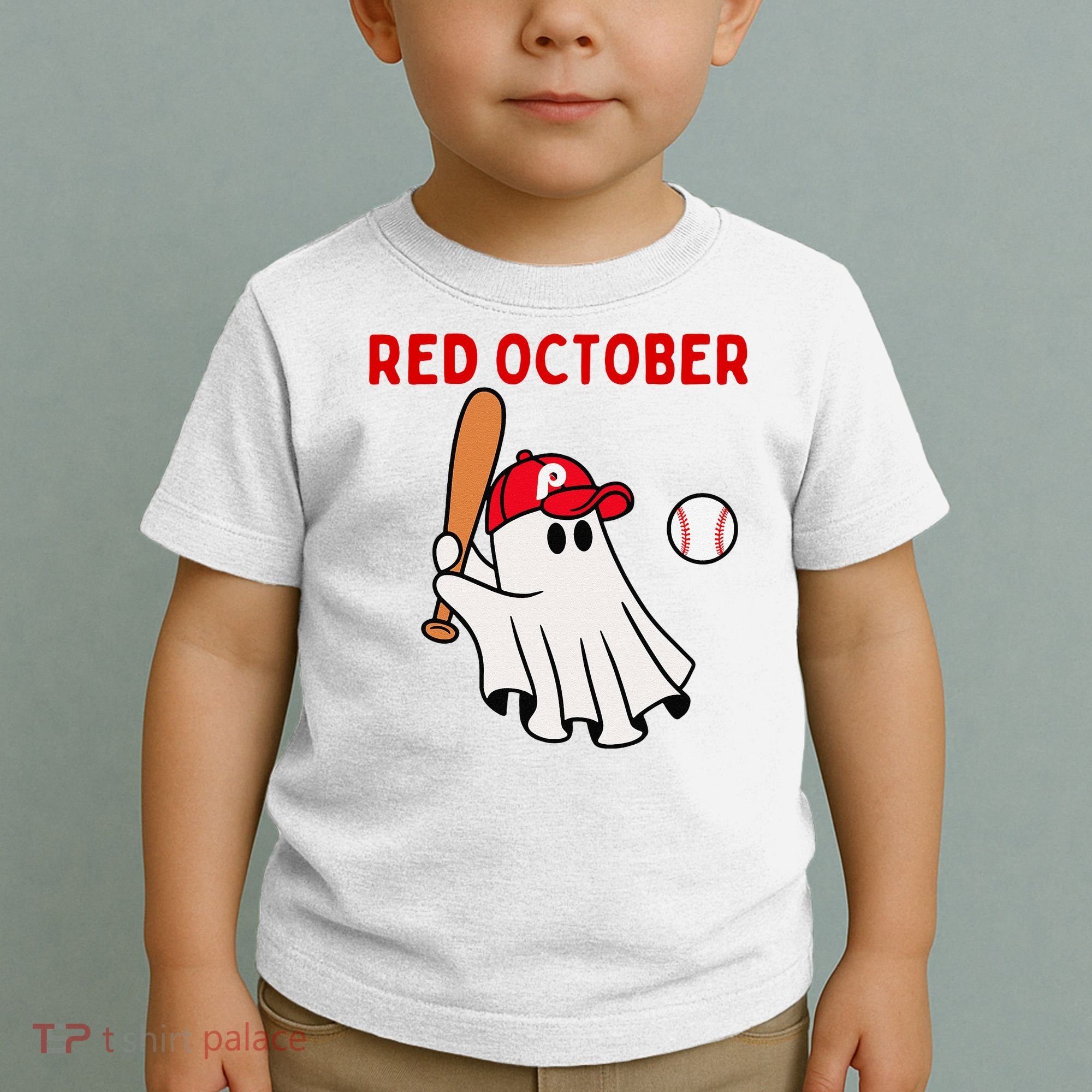 Red October Halloween Philadelphia Baseball Ghost Toddler T-Shirt