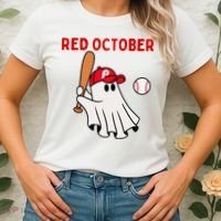 Red October Halloween Philadelphia Baseball Ghost Women's T-Shirt thumb 2