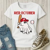 Red October Halloween Philadelphia Baseball Ghost Women's T-Shirt thumb 3