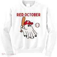 Red October Halloween Philadelphia Baseball Ghost Kids Sweatshirt thumb 0