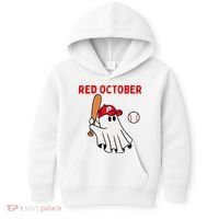 Red October Halloween Philadelphia Baseball Ghost Kids Hoodie thumb 0