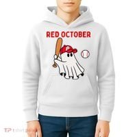 Red October Halloween Philadelphia Baseball Ghost Kids Hoodie thumb 4