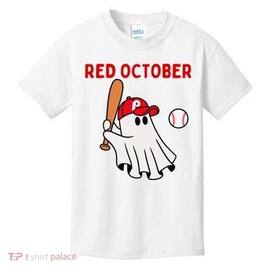 Red October Halloween Philadelphia Baseball Ghost Kids T-Shirt
