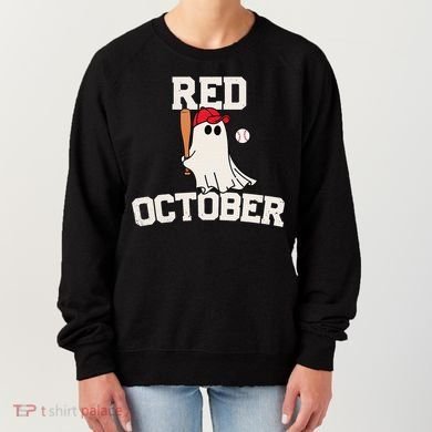 Red October Halloween Ghost Playing Baseball Women's Sweatshirt