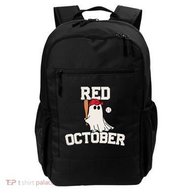 Red October Halloween Ghost Playing Baseball Backpack