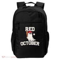 Red October Halloween Ghost Playing Baseball Backpack thumb 0