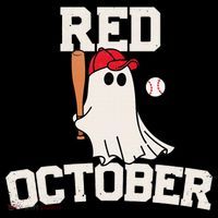 Red October Halloween Ghost Playing Baseball Backpack thumb 2