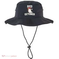 Red October Halloween Ghost Playing Baseball Bucket Hat thumb 0