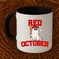 Red October Halloween Ghost Playing Baseball Coffee Mug thumb 2