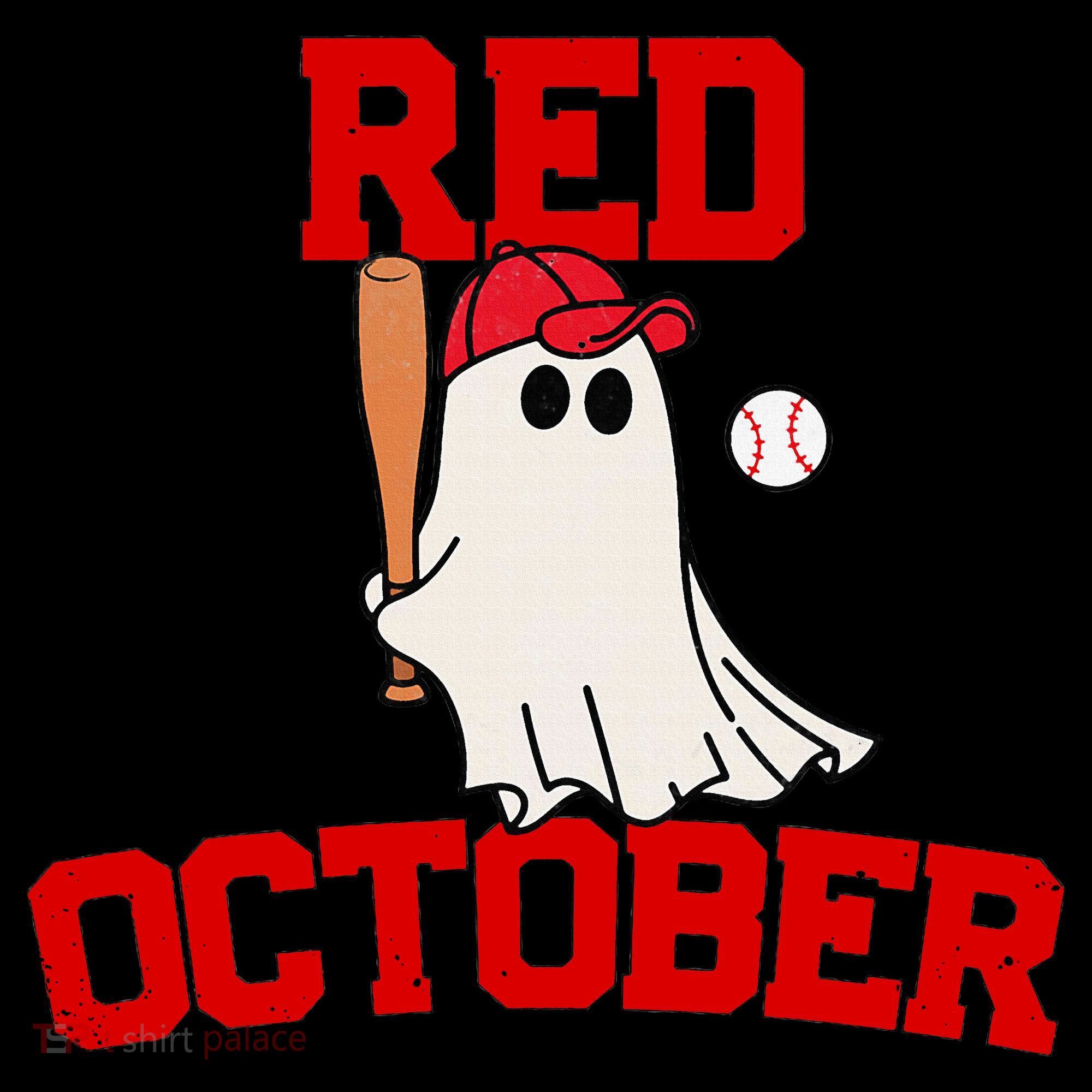 Red October Halloween Ghost Playing Baseball Coffee Mug