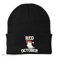 Red October Halloween Ghost Playing Baseball Beanie thumb 0