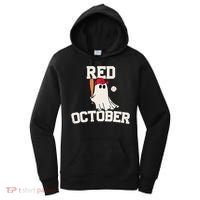 Red October Halloween Ghost Playing Baseball Women's Hoodie thumb 0