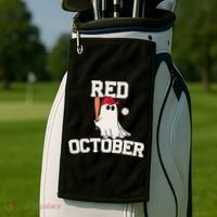 Red October Halloween Ghost Playing Baseball Golf Towel thumb 2