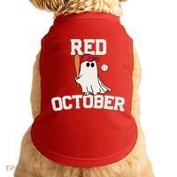 Red October Halloween Ghost Playing Baseball Doggie Tank thumb 0