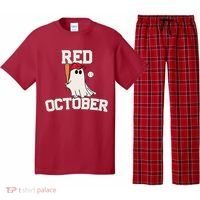 Red October Halloween Ghost Playing Baseball Pajama Set thumb 0