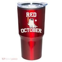 Red October Halloween Ghost Playing Baseball Tumbler thumb 0