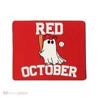 Red October Halloween Ghost Playing Baseball Mousepad thumb 0