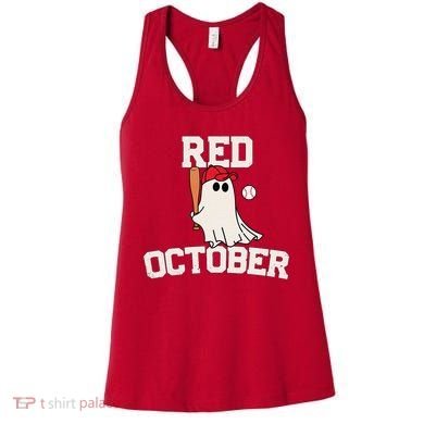 Red October Halloween Ghost Playing Baseball Women's Tank Top