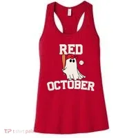 Red October Halloween Ghost Playing Baseball Women's Tank Top thumb 0