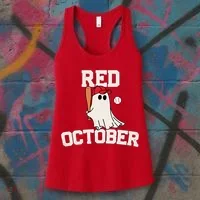 Red October Halloween Ghost Playing Baseball Women's Tank Top thumb 3