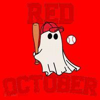 Red October Halloween Ghost Playing Baseball Santa Hat thumb 1
