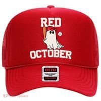 Red October Halloween Ghost Playing Baseball Hat thumb 0