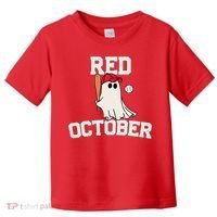 Red October Halloween Ghost Playing Baseball Toddler T-Shirt thumb 0