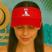 Red October Halloween Ghost Playing Baseball Visor thumb 2