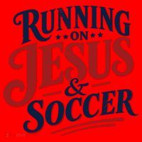 Running On Jesus And Soccer Santa Hat thumb 1