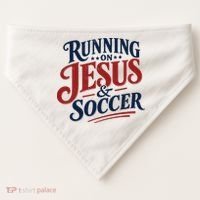 Running On Jesus And Soccer USA-Made Doggie Bandana thumb 0