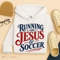 Running On Jesus And Soccer Hoodie thumb 4