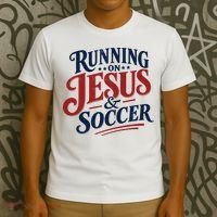 Running On Jesus And Soccer T-Shirt thumb 3