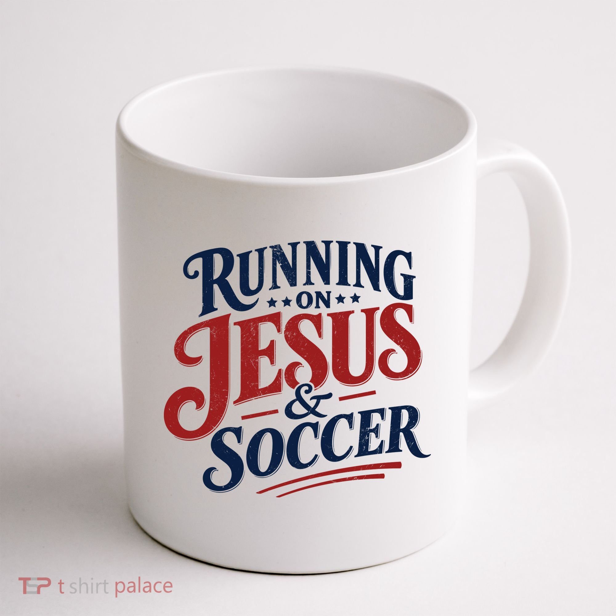Running On Jesus And Soccer Coffee Mug