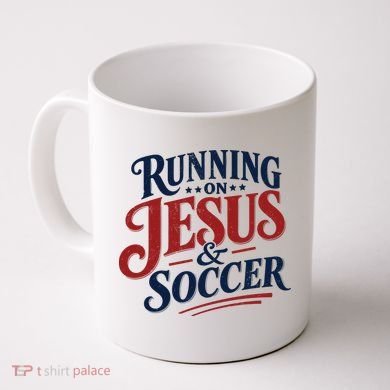 Running On Jesus And Soccer Coffee Mug