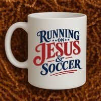Running On Jesus And Soccer Coffee Mug thumb 2