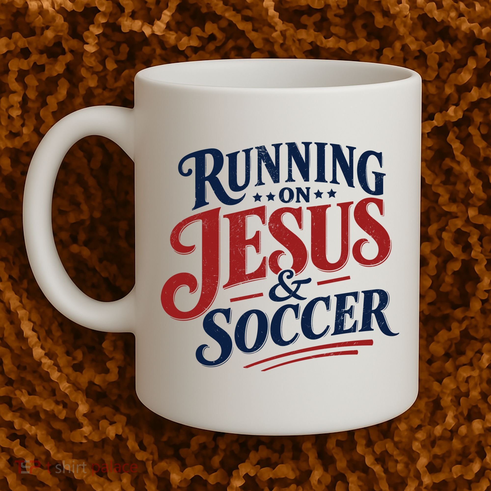 Running On Jesus And Soccer Coffee Mug