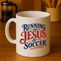 Running On Jesus And Soccer Coffee Mug thumb 4