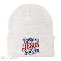 Running On Jesus And Soccer Beanie thumb 0