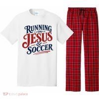 Running On Jesus And Soccer Pajama Set thumb 0