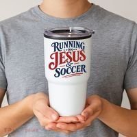 Running On Jesus And Soccer Tumbler thumb 2