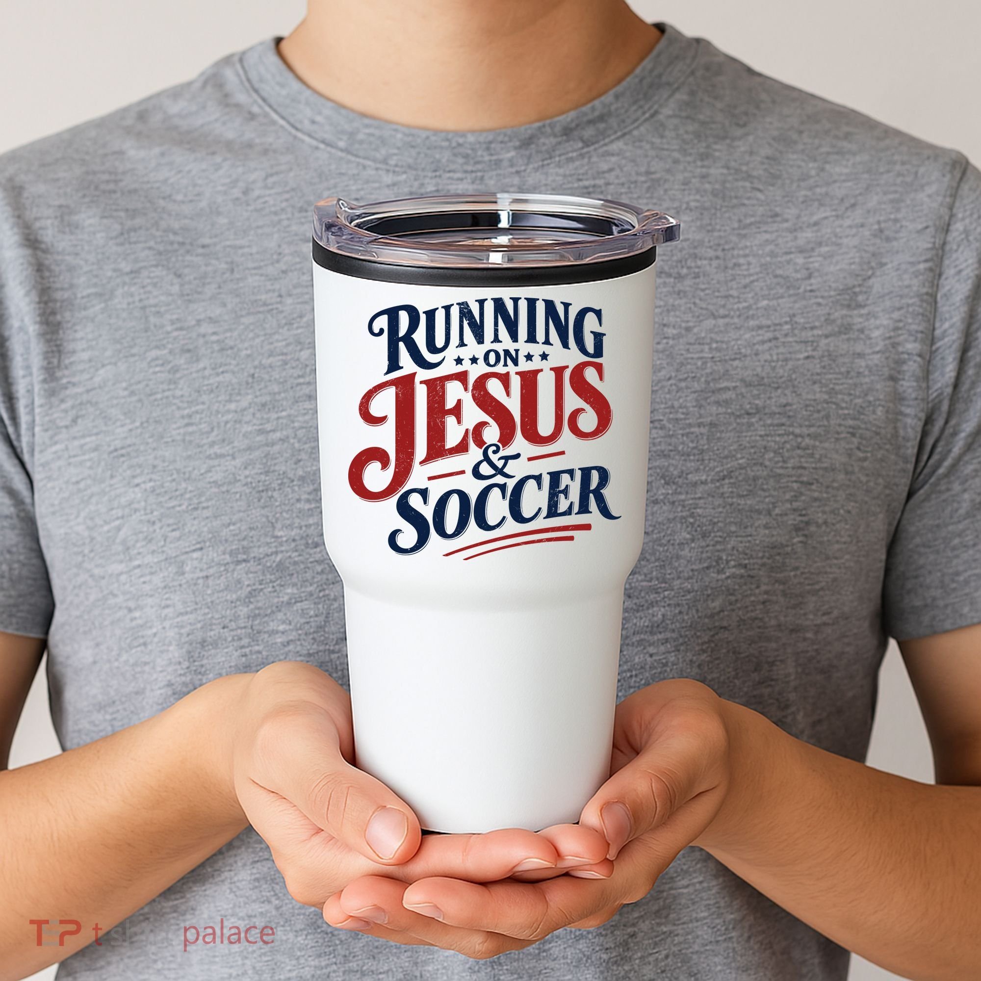 Running On Jesus And Soccer Tumbler