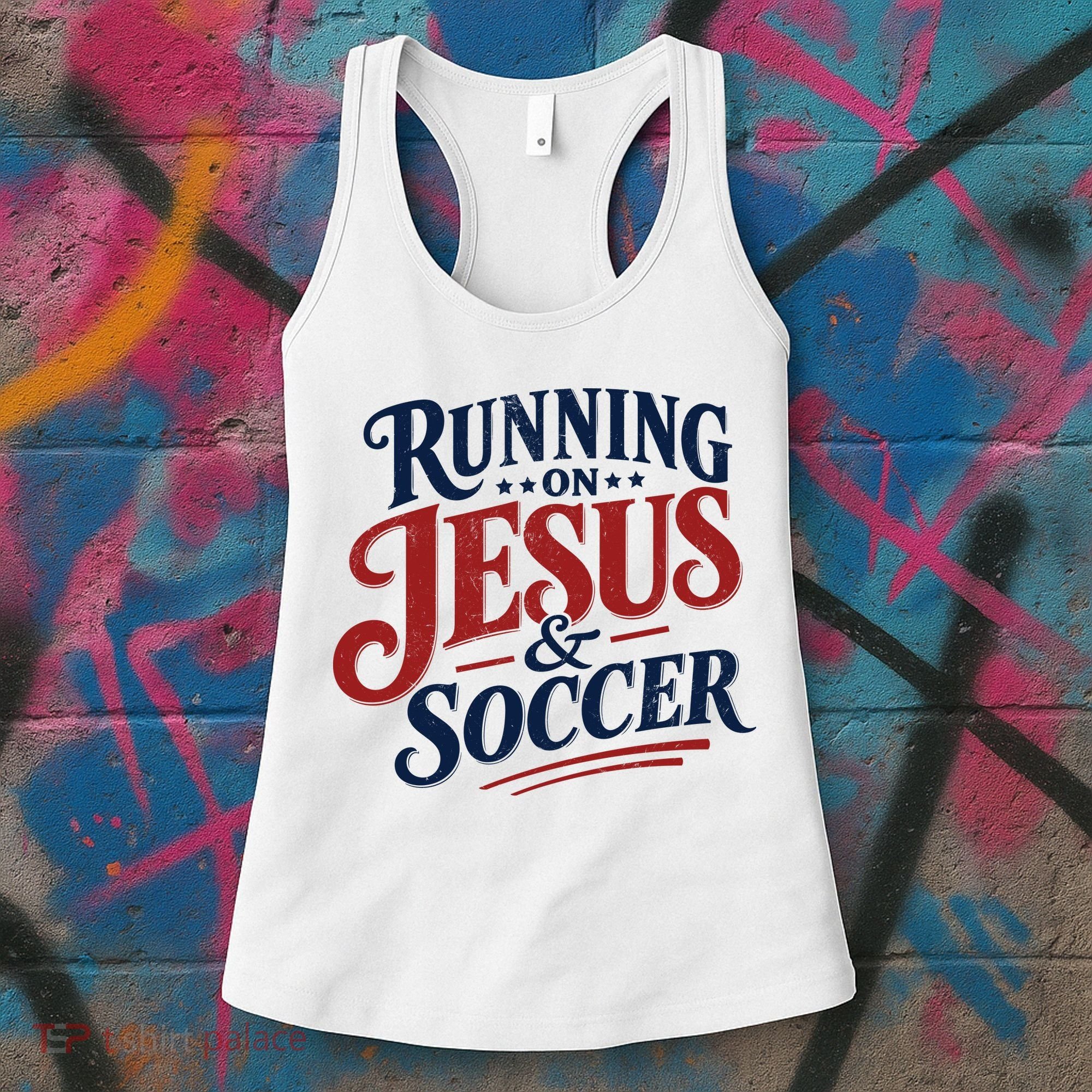 Running On Jesus And Soccer Women's Tank Top