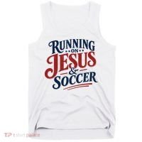 Running On Jesus And Soccer Tank Top thumb 0