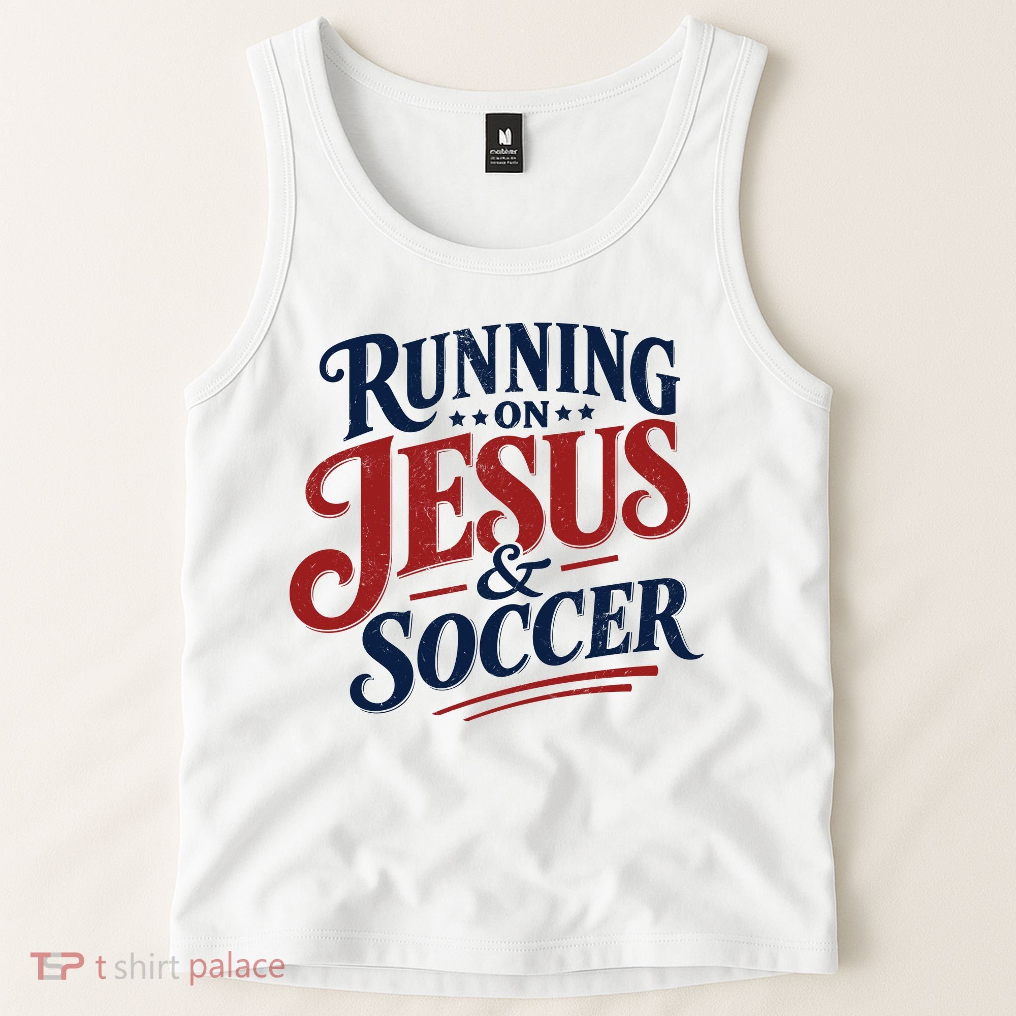 Running On Jesus And Soccer Tank Top