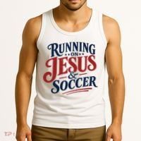 Running On Jesus And Soccer Tank Top thumb 3