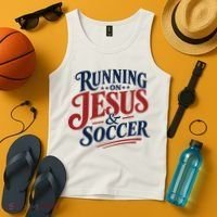 Running On Jesus And Soccer Tank Top thumb 4