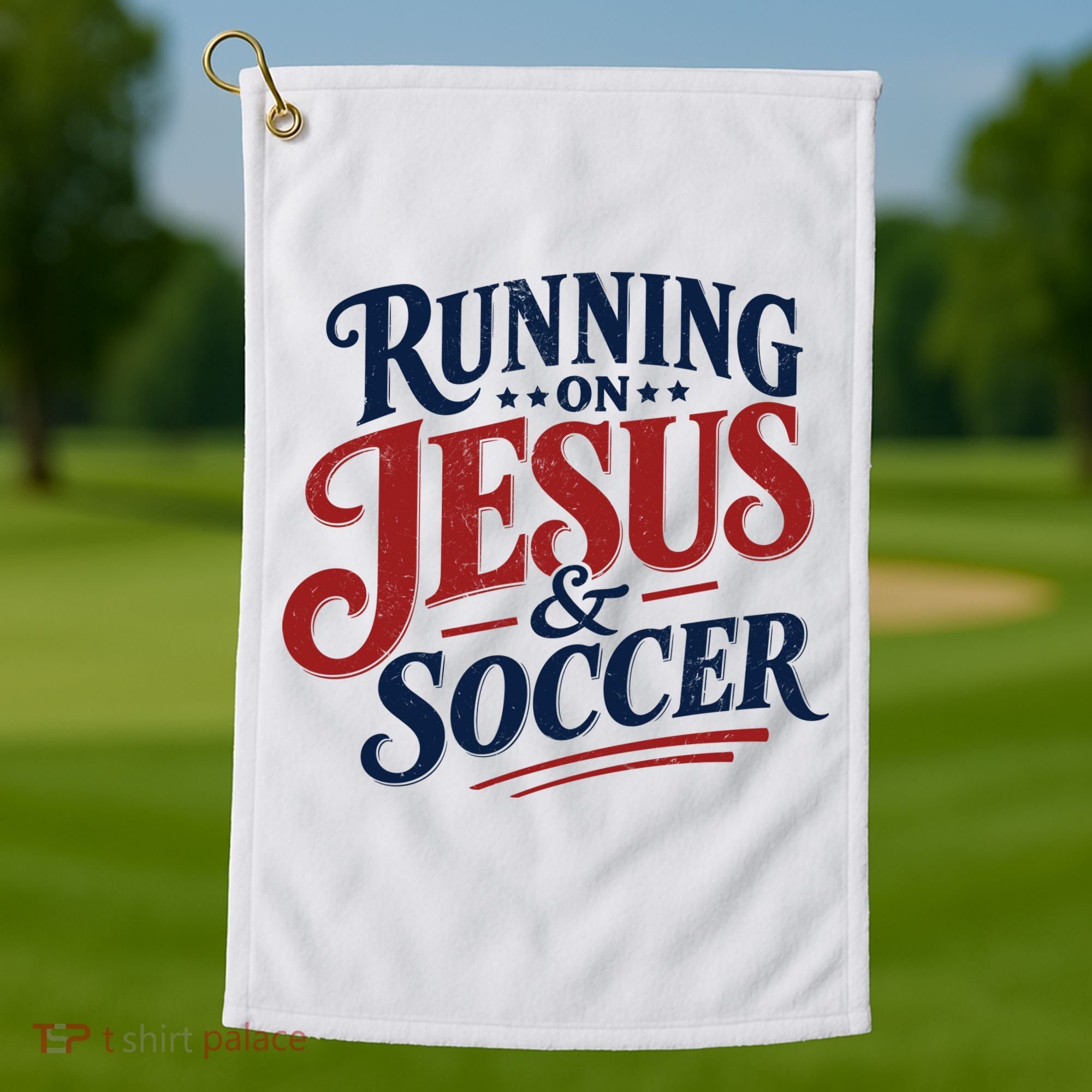Running On Jesus And Soccer Golf Towel