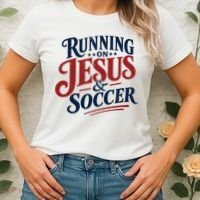 Running On Jesus And Soccer Women's T-Shirt thumb 2